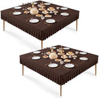 2 Pack Chocolate Spandex Tablecloths for 60x60 Inch Square Tables, Stretch Fitted Table Clothes with Pleated Ruffle Skirt for 60” Table, Wrinkle Free and Elastic, for Party Kitchen Home Dining by WishCare