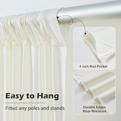 30ft x 10ft Wrinkle Free Ivory Backdrop Curtain for Parties, 6 Panels 5x10ft Silky Polyester Ivory Wedding Backdrop Drapes Photo Back Drop Cloth for Birthday Baby Shower Photography Background - Image 6