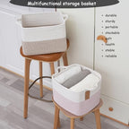 COMFY-HOMI 3PACK Cotton Rope Square baske with Handles for Shelves|Dog Toy baske Bin and Storage|Baby baske for Gift|Shoe baske for Organizing|13.5" x 11" x 9.5" for Living Room（White/Pink） - Image 2