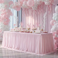 Pink Tablecloth for 6 Foot Rectangle Tables with Ruffle Tulle Table Skirt by PartyTalk