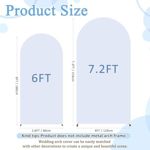 FOTSHARER Arch Covers 7.2 and 6ft White Arch Backdrop Cover Set of 2 Spandex Fitted Arched Backdrop Stand Cover Wedding Arches Covers for Wedding Ceremony Birthday Baby Shower Grad Party Decorations - Image 2