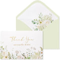 Crisky Green Floral Wedding Thank You Cards with Envelopes & Stickers From Mr & Mrs, 100 Pack Gold Foil Eucalyptus Leaves Thank You Greeting Note Cards Bulk for Bridal Shower by Crisky