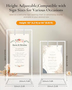 Wedding Sign Holder - Adjustable Welcome to Our Wedding Sign Stand Stand with 39 Premium Templates & Leather Straps,6PCS Screwdriver Set Tool Kit Heavy Duty Easel Stand for Sign Display Poster - Image 2