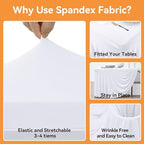 NSSONBEN 6 Pack White Spandex Tablecloth for 6 Foot Rectangle Tables,Wrinkle Free High Stretch Fitted Table Cloths 6ft, Elastic Spandex Table Covers 6ft with Pleats Skirt for Party Wedding Banquet - Image 5