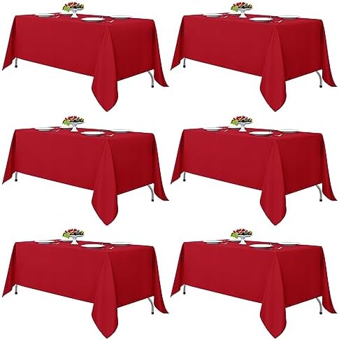 Fitable 6 Pack Red Tablecloths 70x120 Inch for 6-8 Ft Rectangle Tables by Fitable