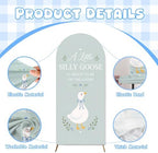 2PCS Silly Goose Baby Shower Arch Backdrop Cover Green Blue 6ft 7.2ft Stretchy Spandex Fitted A Silly Goose is About to Be on the Loose Backdrop for Silly Goose Baby Shower Decorations Party Supplies - Image 3