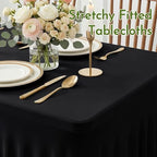 4Pack Black Spandex Tablecloth for 6FT Rectangle Table,Table Skirt - Image 4
