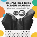 Party Solids Black Tissue Paper for Gift Bags 20" X 30" 480 Sheets - Image 4