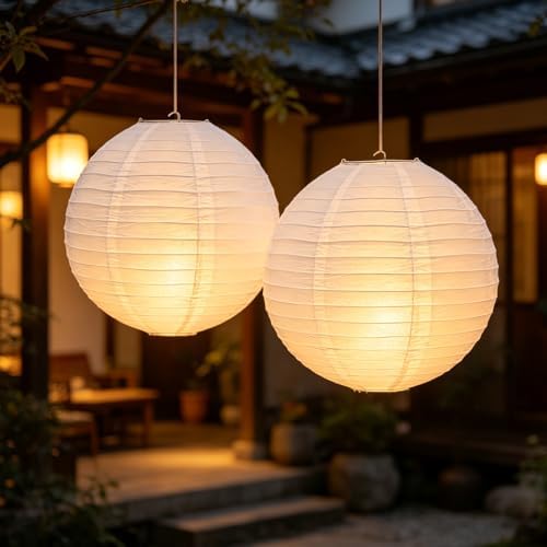 10pcs White Paper Lanterns Party Decorations, 16in Large Chinese Round Paper Hanging Decorations Lanterns Jumbo Lamps for Home, Parties - Image 4