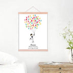 Customized Baby Shower Guest Book Alternative Little Boy and Balloons Painting Primera Communion Gifts DIY Fingerprint Signing Book with Wooden Hanger Ready to Hang-60x80cm - Image 4
