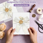 100 Sets Wedding Invitation Kit, Pre-Folded Vellum Jackets for 5x7 Invitations Accessories Wax Seal Stickers Ribbon & Dried Flowers for DIY Wedding Invites - Image 7
