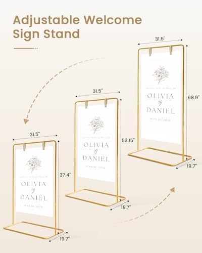 Gold 2Pack Wedding Welcome Sign Stand, Easel Stand for Sign Poster - Image 3