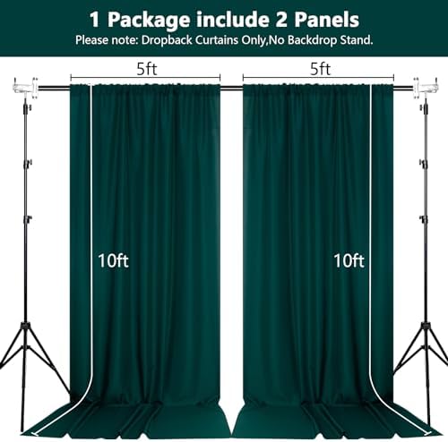 MEETSKY Green Backdrop Curtains,Party Backdrop Drapes,5ft x 10ft,2 Panels - Image 2