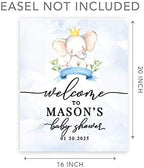 Andaz Press Custom Large Baby Shower Canvas Welcome Sign, 16 x 20 Inches, Blue Baby Elephant Guestbook Alternative, Personalized Sign Our Canvas, for Baby Elephant Baby Shower, Baby Sprinkle Theme - Image 5