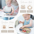 Baby Feeding Set - Baby Must Haves Gift Set - Baby Led Weaning Supplies - Toddler Silicone Dishes - Suction Baby Bowl, Bib, Snack Cup, Utensils, Baby Plate Set of 8 (Pink) - Image 4