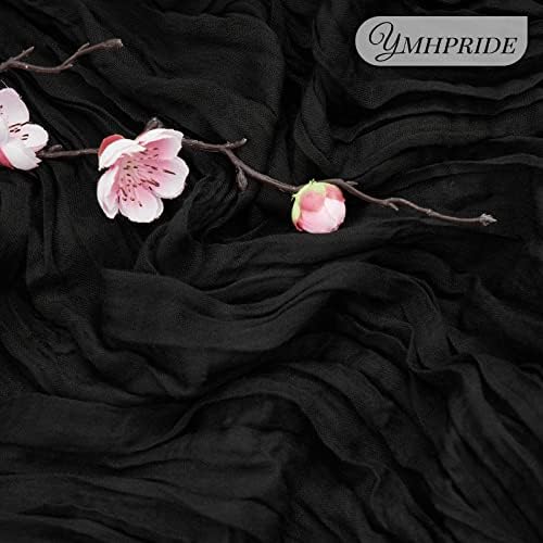YMHPRIDE 12 Pack Cheesecloth Table Runner 35x120in Black Table Runner - Image 3