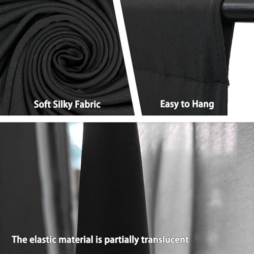 10 x 7 Feet Black Backdrop Curtain for Partie, Background Curtains for Photoshoot, Birthday, Wedding, Halloween, Christmas, Anniversary, Engagement Party Decorations 5Ft x 7Ft, 2 Panels - Image 3