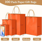100 PCS Medium Gift Bags with Handles, 7.88"x4.73"x10.64" Party Favor Bags, 12 Colored Goodie Bags for Birthday Party, Kraft Paper Gift Bags Bulk for Wedding, Baby Shower, Celebrations, Party Supplies - Image 2