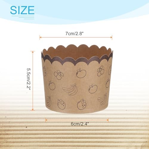HARFINGTON 150Pcs Paper Baking Cups 6oz Brown Kraft Muffins Liners Fruit - Image 2
