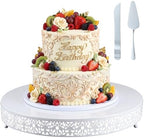 Wenqik 18 Inch White Cake Stand Metal Round with Cutter Spatula, Classic by Wenqik