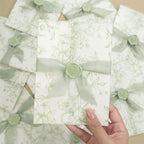 UNIQOOO 50 Sets Wedding Invitation Kit, Sage Green Floral Vellum Jackets for 5x7 Invitations w/Satin Silk Ribbon & Eucalyptus Wax Seal Stickers, Wedding Invitation Accessories - Image 7