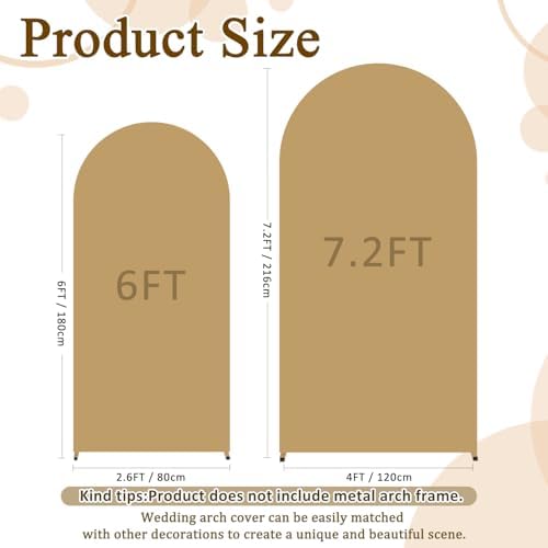 FOTSHARER Khaki Arch Cover Set of 2 Arch Backdrop Cover 6FT 7.2FT Wedding Arch Cover Chiara Backdrop Cover for Arch Stand Tan Spandex Arch Cover Balloon Backdrops Frame Cover for Bridal Showers Decor - Image 3