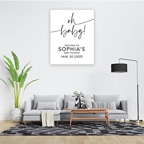 Andaz Press Custom Large Baby Shower Welcome Sign, 16" x 20", Minimal Oh Baby! Personalized Canvas Welcome Sign, Signage, Gender-Neutral Canvas Sign for Baby Sprinkle, Fall Baby Shower Decorations - Image 3