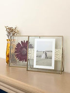 Beedecor Double Glass Frame for Pressed Flowers, Leaf and Artwork,Bronze 6x6 Standing Square Metal Picture Frames, Set of 2 Pressed Flower Frames with Stand (Antique bronze, 6x6) - Image 2