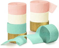 Crepe Paper Colorful Party Decorations Crepe Paper Streamers with Hanging Fringe Tinsel Curtain for Baby Shower Birthday Party Decor(8 pcs Mint Gold) by Unknown