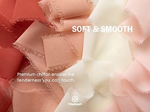 Vitalizart Chiffon Silk Ribbon 1 1/2 Inch x 75 Yd Handmade Frayed Edge Assorted Ribbons for Gift Wrapping Bridal Bouquets Baby Shower Wedding Invitations - Image 3