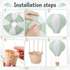 Meooeck 6 Pcs Hanging Hot Air Balloon Decorations Paper Lanterns 12 Inch Reusable Hot Air Balloon Decor Paper Lanterns Set for DIY Craft Wedding Birthday Christmas Home Living Room (Sage Green White) - Image 3