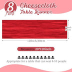 8 Pack Red Cheesecloth Table Runners 20x120 Inch Gauze Table Runner 10FT Easter Cheese Cloth Table Runner Rustic Sheer Runner for Wedding Baby Shower Birthday Party Table Decor - Image 2