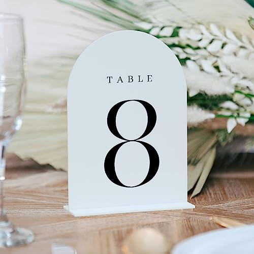 White Arch Table Numbers for Wedding, 25 Pack 5"x7" White Arch Acrylic Table Numbers 1-25 with stand, Perfect for Wedding Event Reception - Image 3