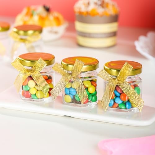 Mini Honey Jars with Dipper- 30Pcs Small Honey Jars Party Favors for Baby Shower,Wedding Favors, 1.5 oz Glass Jars with Lids (Gold, 30) - Image 6