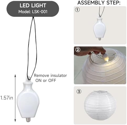HAUSPROFI 12Pcs White Paper Lanterns with LED Lights Chinese Lanterns Decor - Image 3