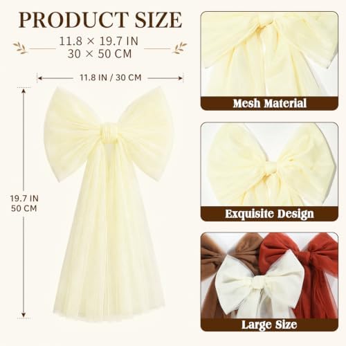 6PCS Large Fall Bows for Backdrop Cute Giant Mesh Bows Hanging Wall Decor - Image 2