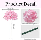 65Pcs Pink Hydrangea Artificial Flowers Bulk，Realistic Silk Fake Flowers with Stems，Faux Hydrangea Flowers for Wedding Home Decor Centerpieces Living Room Garden Party Baby Shower Decoration - Image 3