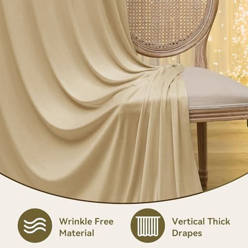 10x16ft Beige Backdrop Curtains for Wedding Party, 2 Panels 16 ft Long Back Drop Cloth, Wrinkle-Free Polyester Drapes for Birthday, Baby Shower, Stage Photography Background - Image 4