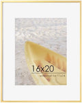 FLYJOE 16x20 Metal Picture Frame For Wall With Mat For 11x14, 16''x20'' Aluminum Photo Frames With Tempered Glass For Home Decor, Minimalist Modern Poster Frame Horizontal And Vertical Formats, Gold by FLYJOE