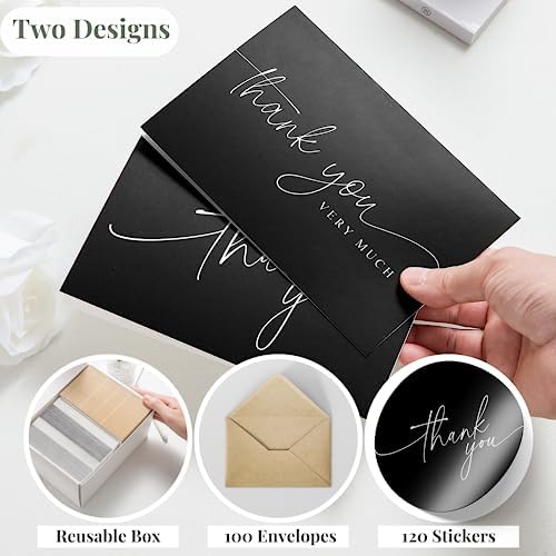 Thank You Cards with Envelopes - Bulk Pack of 100 Black Thank You Card - Image 2