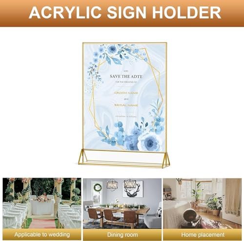 5X7 Gold Picture Frame Acrylic Sign Holder,Wedding Signs Table Numbers Menu Holders 6Pack - Image 3