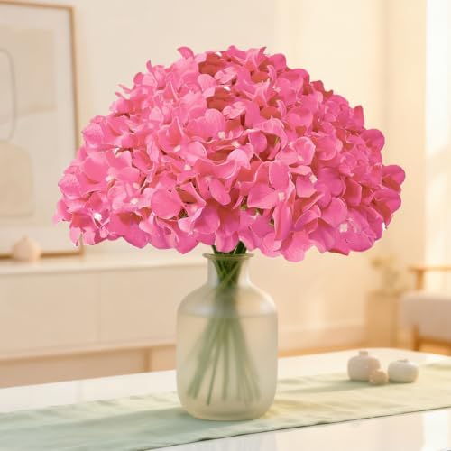 100 Pcs Fuchsia Hydrangea Artificial Flowers Bulk, Fake Silk Hydrangea Flowers Heads with Stems for Wedding Decorations Garden Party Baby Shower Porch Home Decor Table Centerpieces - Image 6