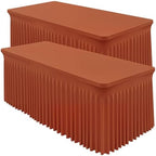 2 Packs Terracotta Spandex Table Cloths 6 Foot, Fitted Stretch Table Cover with Skirts 30x72 Inch, Wrinkle-Free Floor Length Tablecloths Rectangular for Weddings Parties Banquets Events Decorations by Shillance