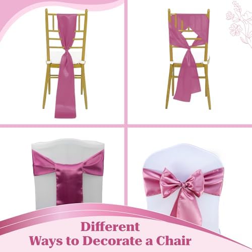 MDS® Pack of 300 Satin Chair Sashes for Wedding & Events – Dusty Pink - Image 4
