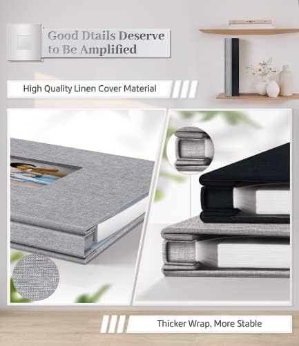 Artfeel Photo Album Self Adhesive Scrapbook Album for 3x5 4x6 5x7 8x10 Pictures,60 Pages Linen Cover with Display Window DIY Photo Book,Ideal Gifts for Family Travel Wedding Baby - Image 5