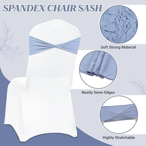 MDS Pack of 50 Spandex Chair Sashes Without Slider Buckles – Baby Blue - Image 3