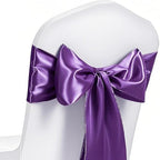 50 Pack Purple Satin Chair Ribbons, Satin Purple Chair Bows Sashes Ties for Wedding Party Birthday Decor by MAGTOWNE