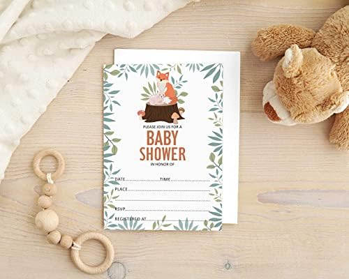 Pack of 30, Boy/Girl Baby Shower Party Collection, Baby Shower Invitation Cards, Fill in the Blank Invites WIth Envelopes, Fox Theme Party Supplies-a - Image 5