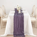 6 Pack Dusty Purple Cheesecloth Table Runner 120 Inch Boho Wedding Decor - Image 4