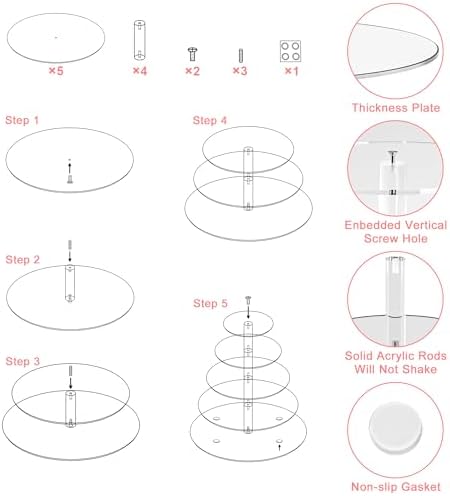 Cupcake Stand for 53 Cupcakes Clear 5 Tier Round Cupcake Tower for Wedding - Image 7